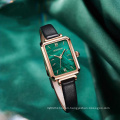 Hot sale slim green women watch oem odm customize stainless steel quartz square lady watch